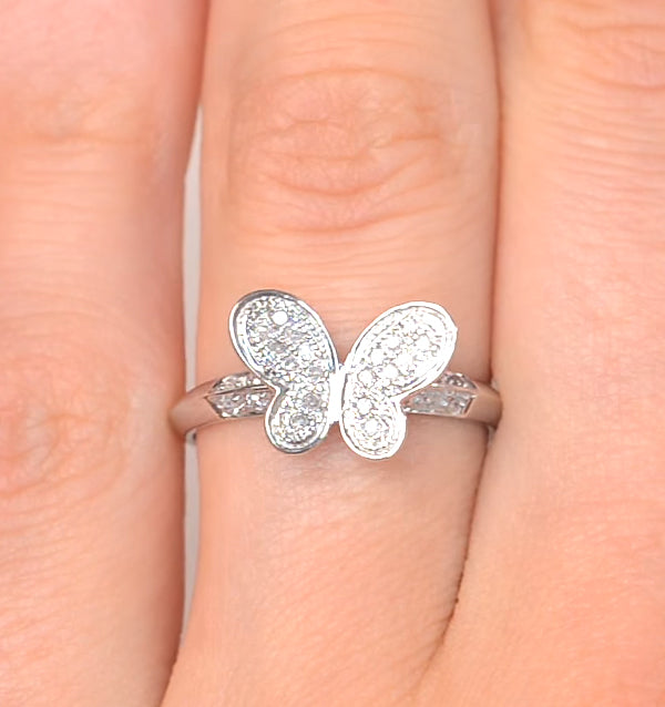 Diamond 0.15ct 9K White Gold Butterfly Ring